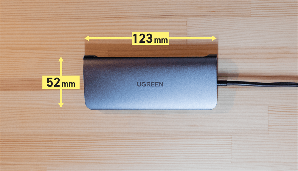 UGREEN USB-Cハブ 10in1の縦と横の寸法
