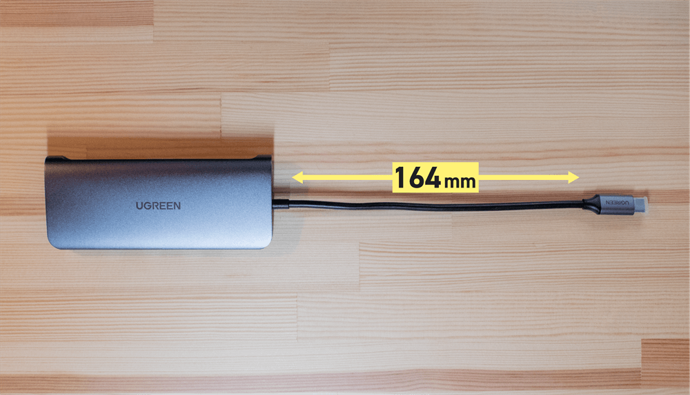 UGREEN USB-Cハブ 10in1のType-Cケーブルは164mm
